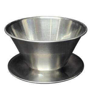 Leonard Stainless Steel 18/8 Gravy Sauce Boat Bowl w/ Attached Underplate Korea